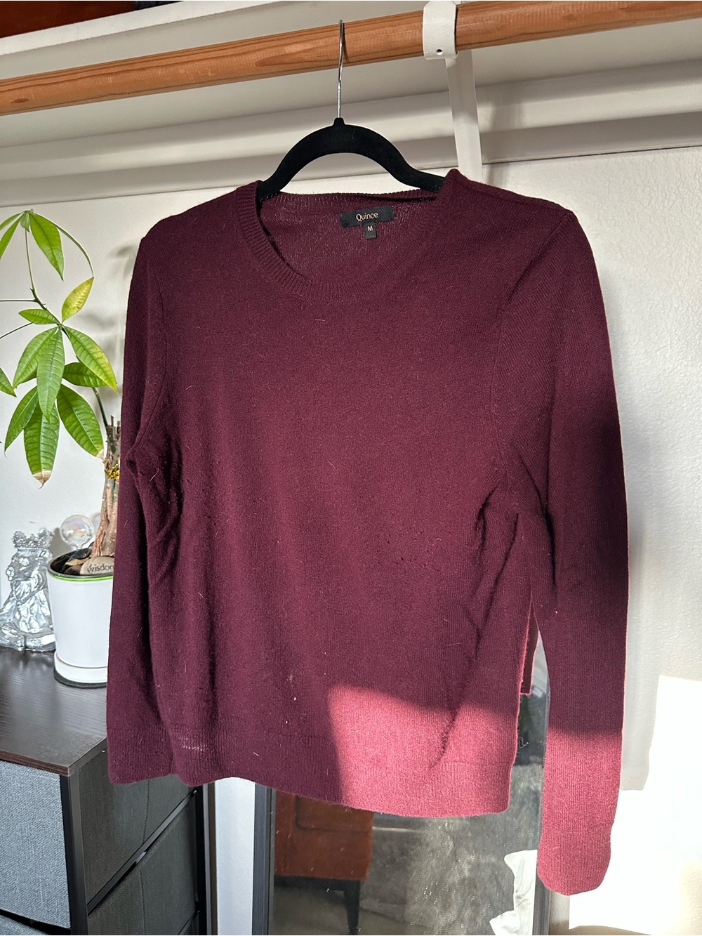 Quince Burgundy Cashmere Crewneck Sweater